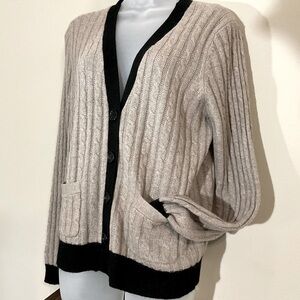 LOFT size Large wool cardigan with black trim